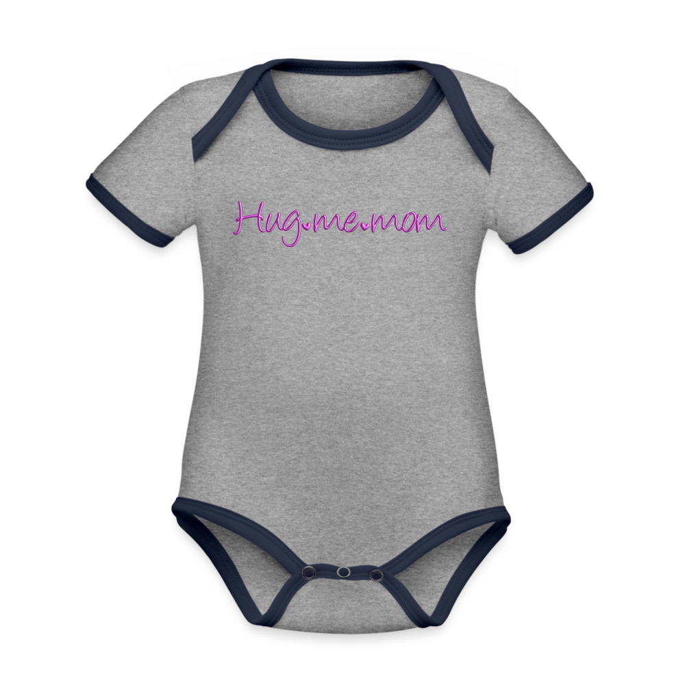 Organic Contrast Short Sleeve Baby Bodysuit - heather gray/navy