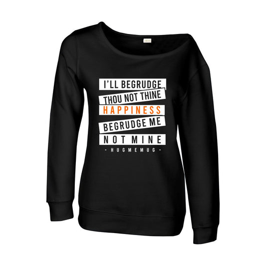 Happiness Women's Off-Shoulder Tops Sweatshirt- Black