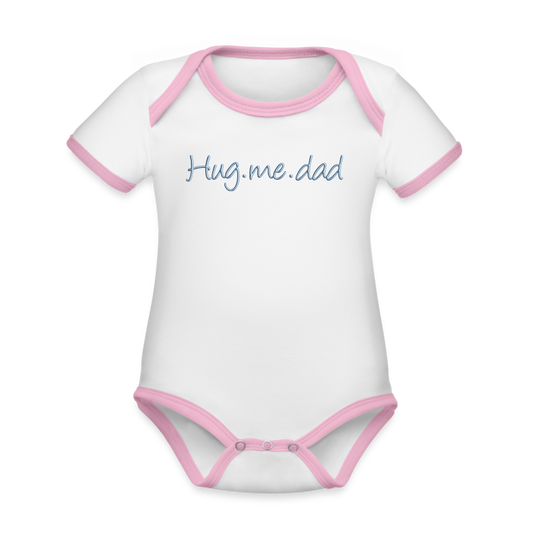 Organic Contrast Short Sleeve Baby Bodysuit - white/pink